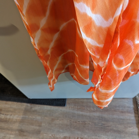 Spiggia Dolce kaftan/swim suit coverup  Orange/White w beautiful beading XL - Picture 6 of 9